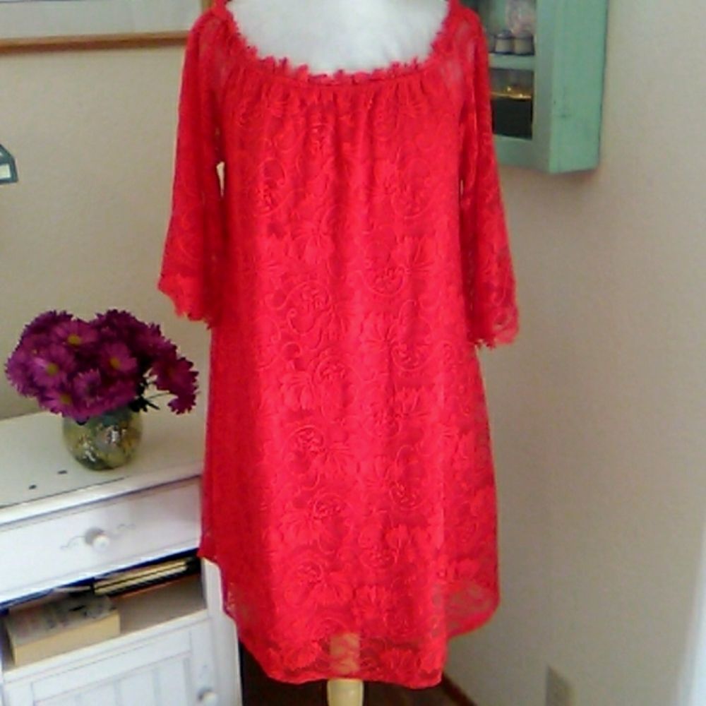 Miholl Bright Red Lace Dress
